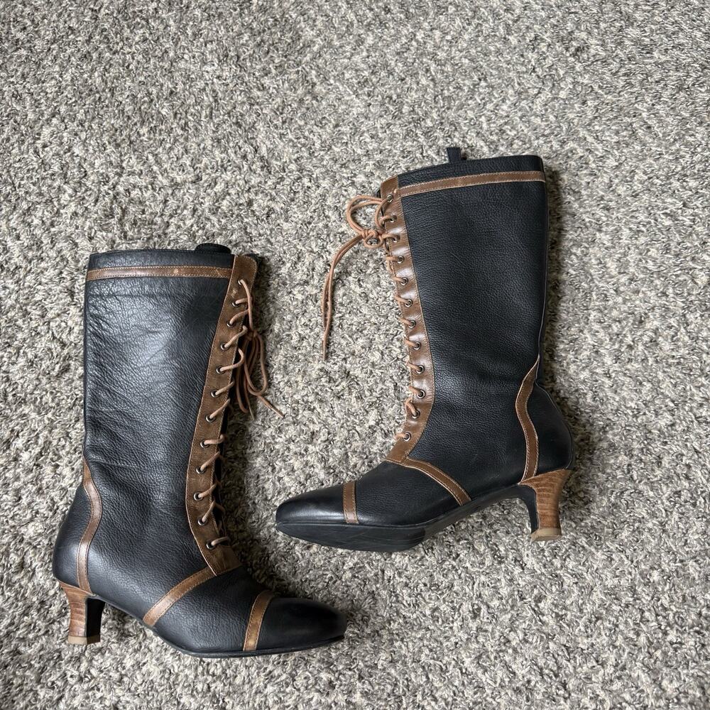 VTG Array Black Fairy Peasant Pirate Victorian Goth Women Renaissance Boots 10